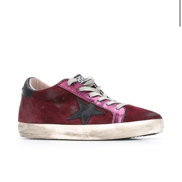 GOLDEN GOOSE Authentic Maroon Super Star Classic Low Top Sneaker. Size 39 (9 US) - Picture 2 of 8